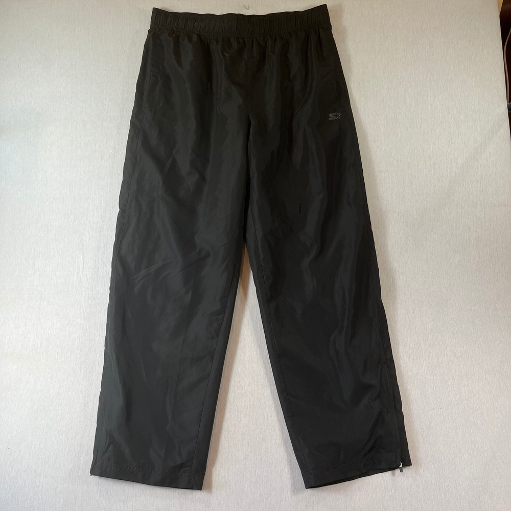 Vintage Starter Track Pants Mens M Black Mesh Lined Zip Ankle Athletic RM36333